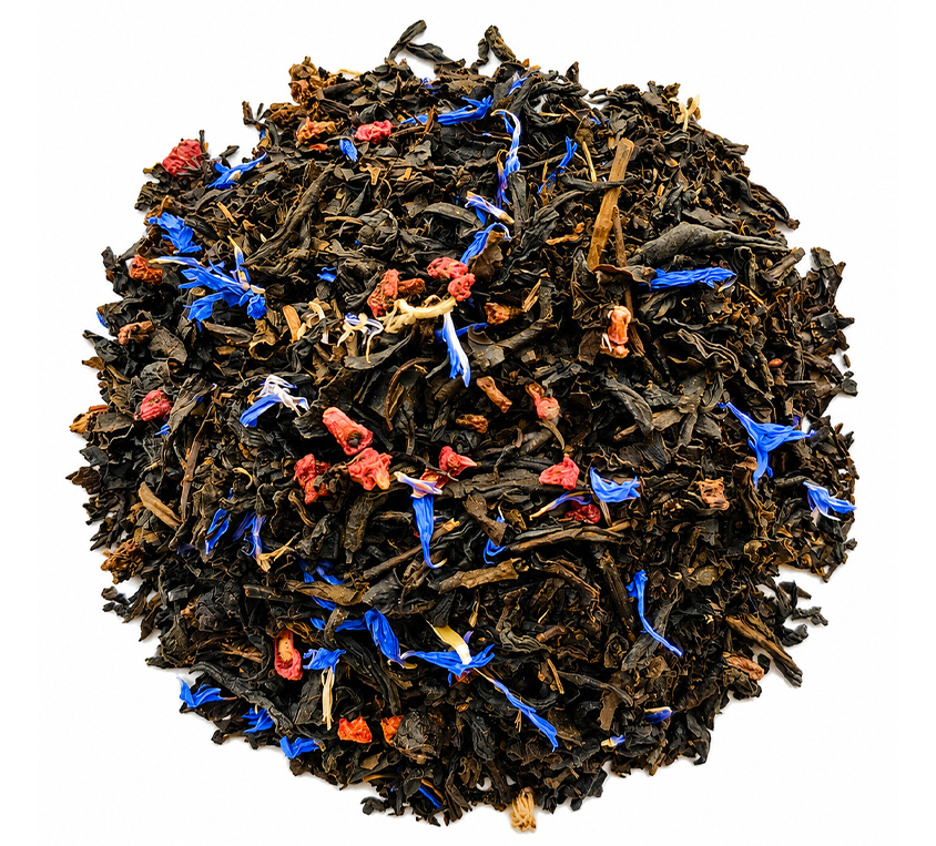 Raspberry Black Leo Tea – czarna herbata z maliną, hibiskusem i bławatkiem